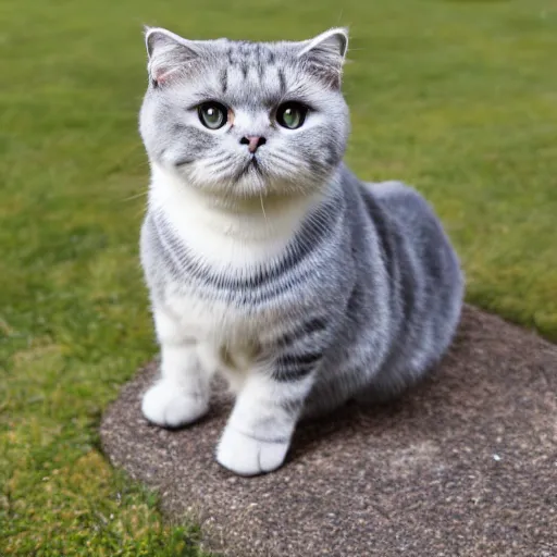 Prompt: A photo of Scottish fold cat wearing a frock dress