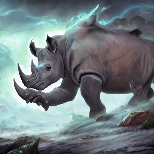 Image similar to rhino lion hybrid, hearthstone art style, epic fantasy style art, fantasy epic digital art, epic fantasy card game art