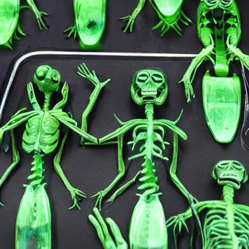 Image similar to Green aliens carrying out an autopsy on a human