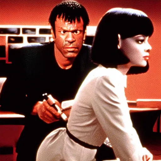 Image similar to a film still from pulp fiction