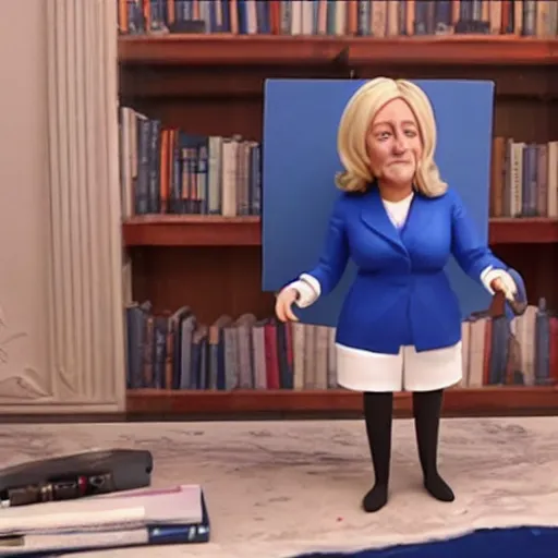 Prompt: marine lepen claymation