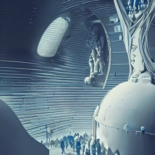 Image similar to sci-fi wall structure on the coronation of napoleon painting on moon, unreal engine 5, keyshot, octane, artstation trending, ultra high detail, ultra realistic, cinematic pinterest style, 8k, 16k, zaha hadid style architecture, matrix film color , high contrast pinterest plastic, dark atmosphere pinteres, on black background pinterest, volumetric lighting pinterest, tilt shift,