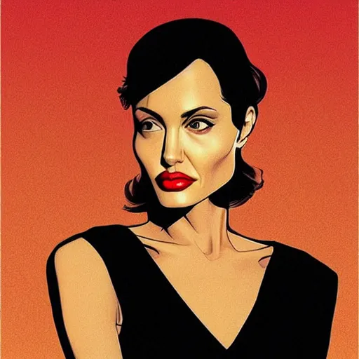 Image similar to “ angelina jolie retro minimalist portrait by jean giraud, moebius starwatcher comic, 8 k ”