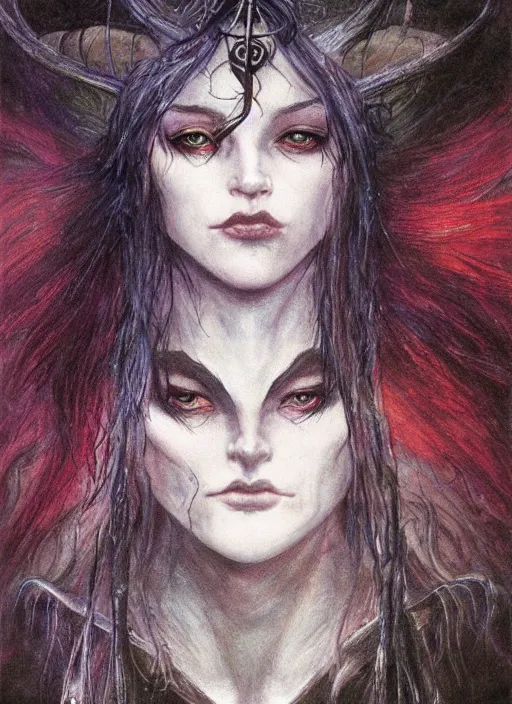 Image similar to portrait of young female sorceress of the endtimes, beautiful! coherent! dungeons and dragons character, by brian froud, strong line, night color, high contrast