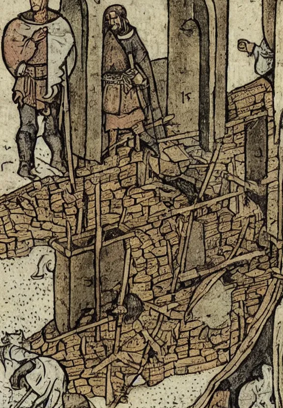 Image similar to Clear and detailed medieval illustration of a medieval jail