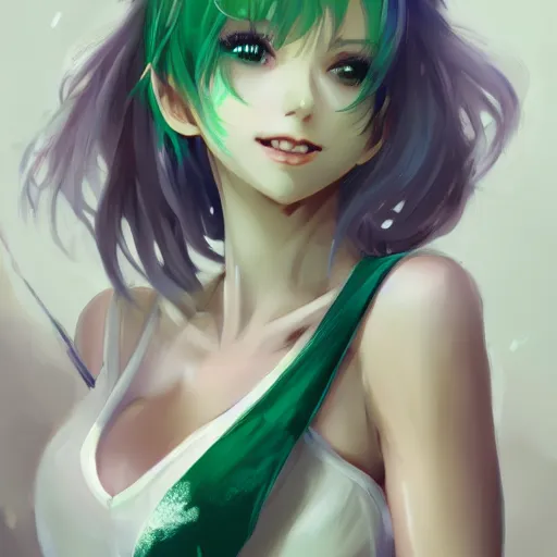 Prompt: Beautiful girl Green hair symmetrically smiling pixiv artist WLOP artstation artist Mam BA artstation real photo very detailed -W 768 -C 9.0 -n 9 -i -s 150