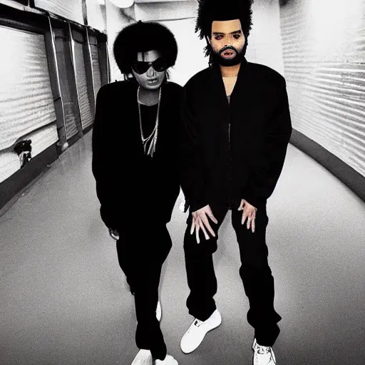 Prompt: Michael Jackson and the Weeknd, after hours New music video