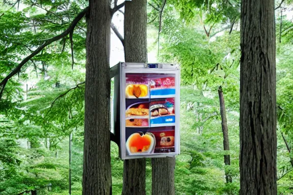 Image similar to a refrigerator in a tree