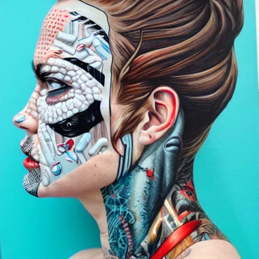 Image similar to side profile of horrors in ocean with intricate details by Sandra Chevrier