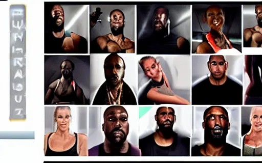 Prompt: a fitness workout DVD starring kanye west as the host, screenshots