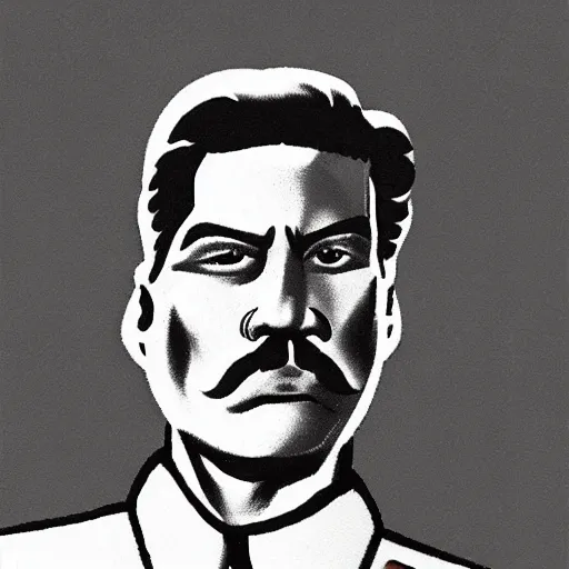 Image similar to art of stalin, in tom of finland style