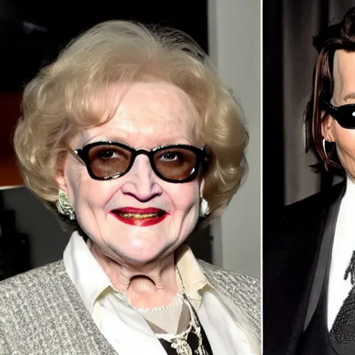 Prompt: Johnny Depp hanging out with Betty White