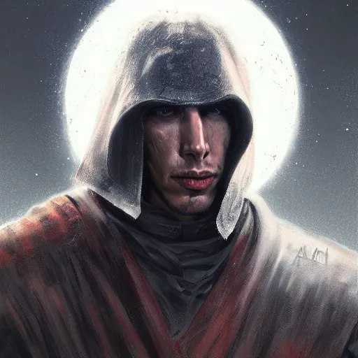 Image similar to portrait of a man by Greg Rutkowski, Adam Driver as Darth Caedus from Star Wars Expanded Universe, scifi, highly detailed portrait, digital painting, artstation, concept art, smooth, sharp foccus ilustration, Artstation HQ