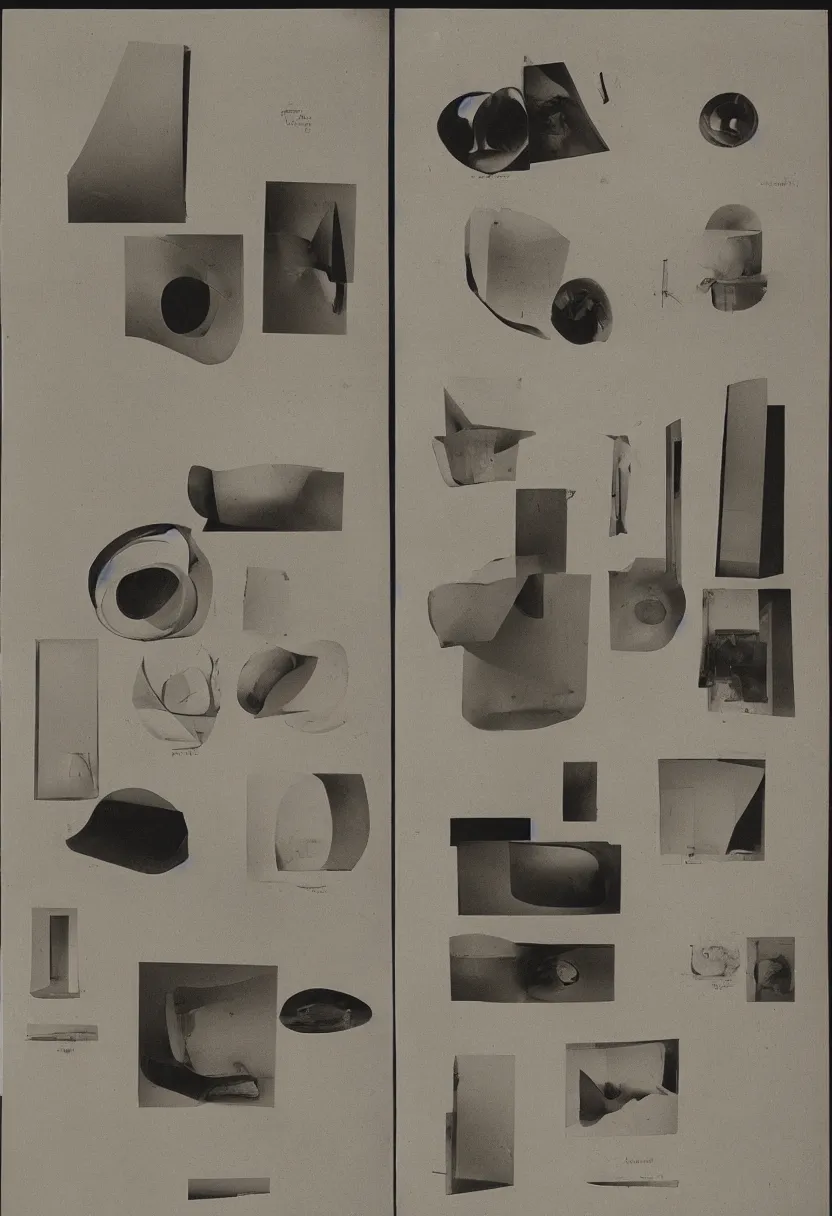 Image similar to research notes of a futuristic readymade object by Marcel Duchamp, film stock by Irving Penn and Edward Weston
