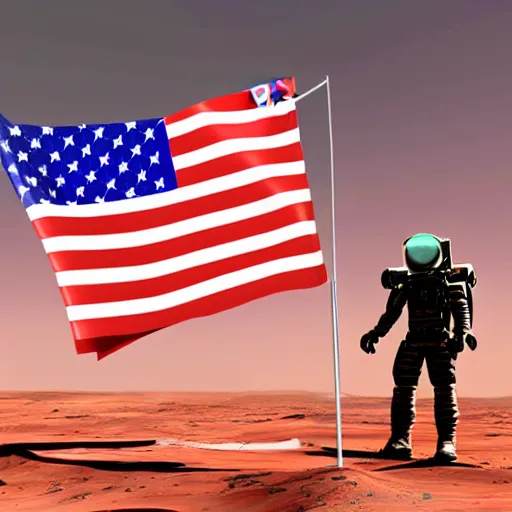 Prompt: flag of china flying on mars in realistic styles