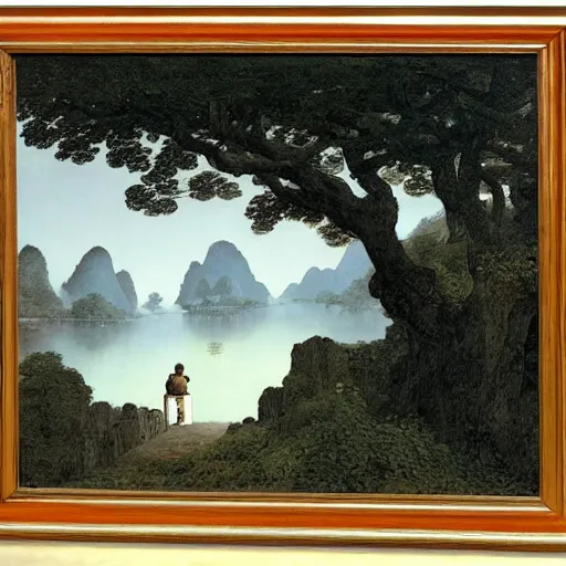 Image similar to a young man in guilin, by caspar david friedrich,