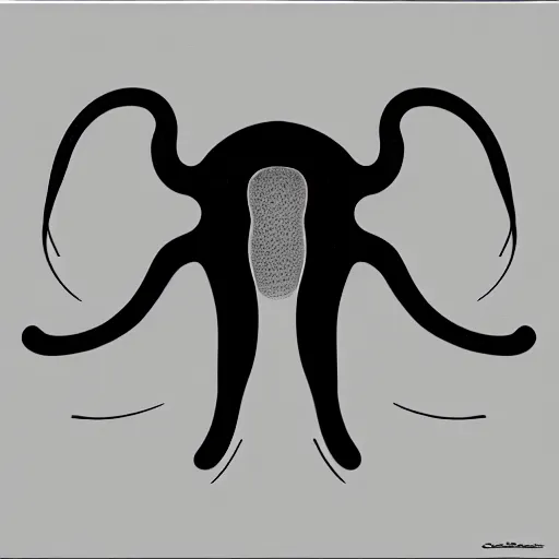 Image similar to octupus minimalistic symmetric painting by afshar petros aoshima chiho caldwell clyde, matte background, sharp contours, minimalist, trending on artstation