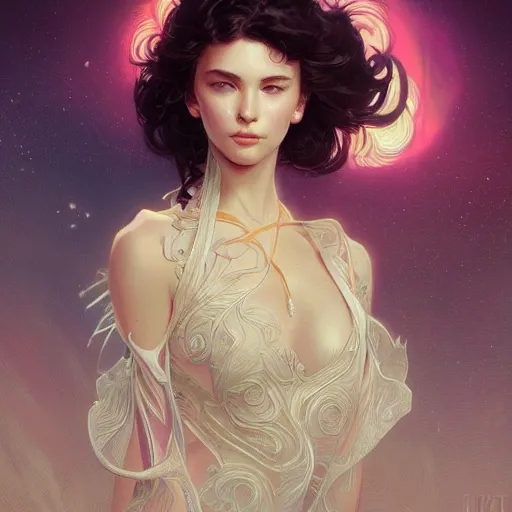 Prompt: !dream beautiful young girl vaporwave aesthetic, synthwave, intricate, elegant, highly detailed, digital painting, artstation, concept art, smooth, sharp focus, illustration, art by artgerm and greg rutkowski and alphonse mucha 800t