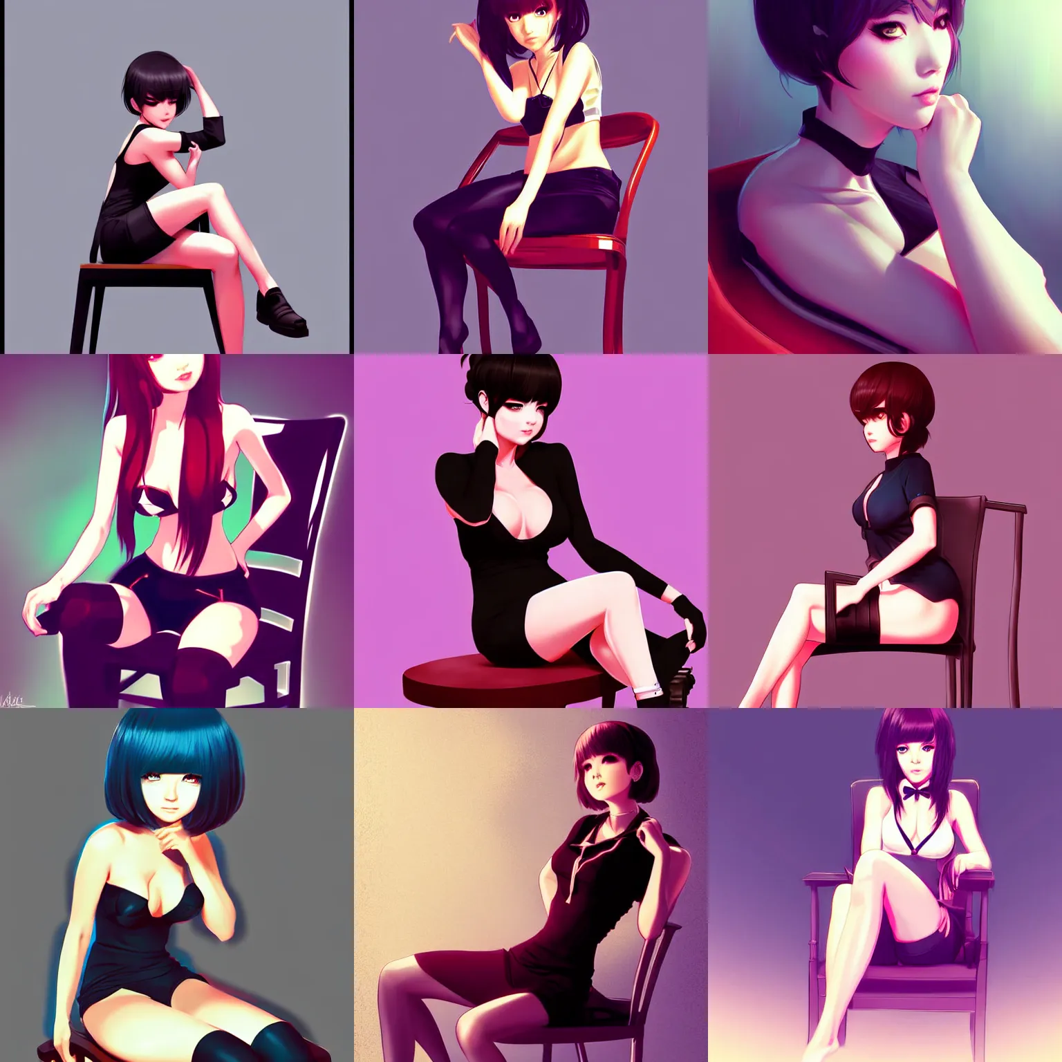 Prompt: seductive sitting in a chair. high definition digital art, drawn by god in the style of Ross tran and ilya kuvshinov