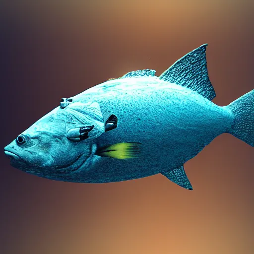 Prompt: A fish Melanocetus johnsonii swimming in the abyss , Octane 3D, highly detailed, artstation, sharp focus