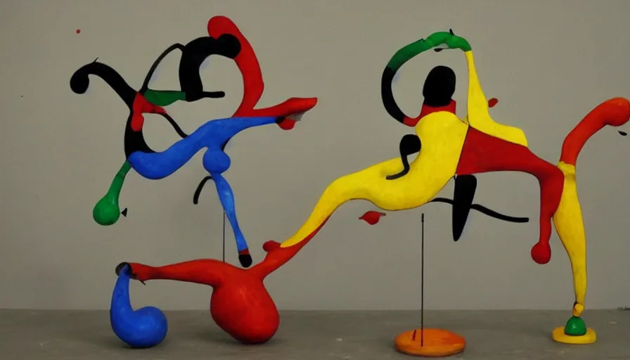 Image similar to capoeira, sculpture by joan miro