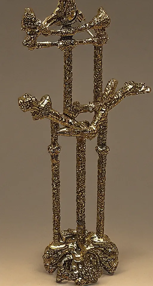 Prompt: ornate ceremonial bismuth trident