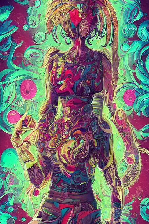 Prompt: This is an edit of a work from Acabar, an artist that I really enjoyed. He is a fantastic artist and his style is amazing. This piece was a commission and I really tried to do my best to do justice to his amazing style. This is a digital illustration, deep saturation, hyper detailed, low