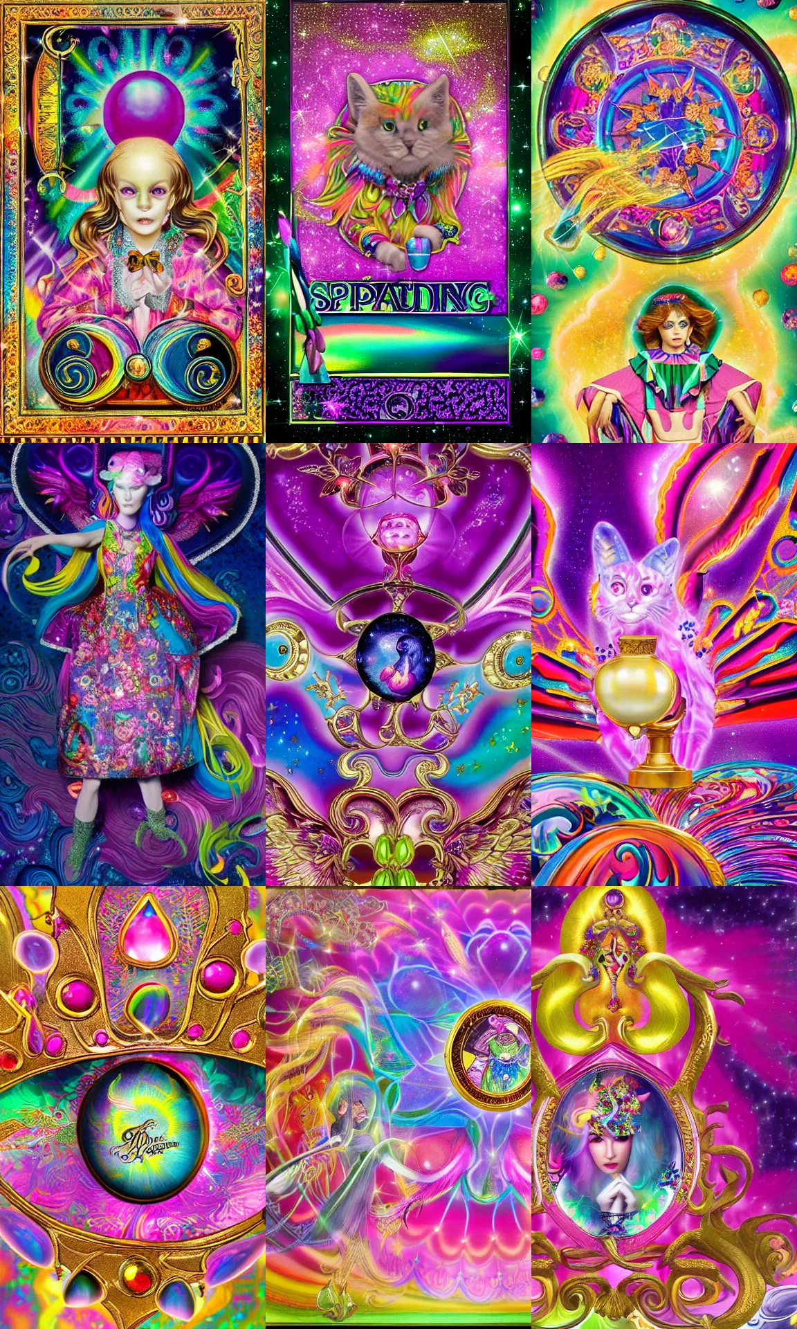 Prompt: legendary spellcasting focus designed by Lisa Frank in collaboration with The House of Fabergé, high resolution auction photo