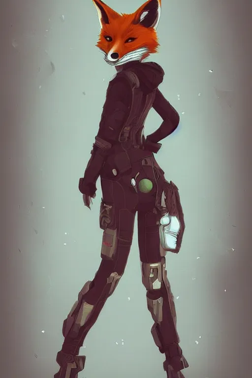 Image similar to a fox fursona, trending on artstation, by kawacy, furry art, digital art, cyberpunk, high quality