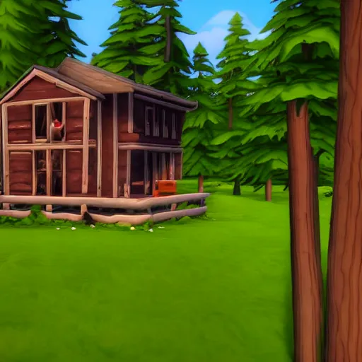 Prompt: a Eerie cabin in the middle of the woods in Sims 4, gameplay footage