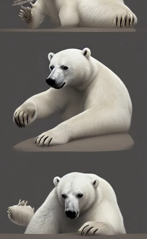 Prompt: a polar bear getting interrogated, high details, trending on artstation,