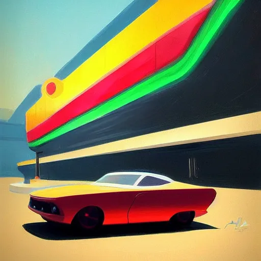 Image similar to 🌈 concept car by atey ghailan and edward hopper