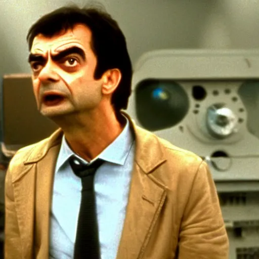 Image similar to A still of Mr Bean as the Terminator in The Terminator (1984)