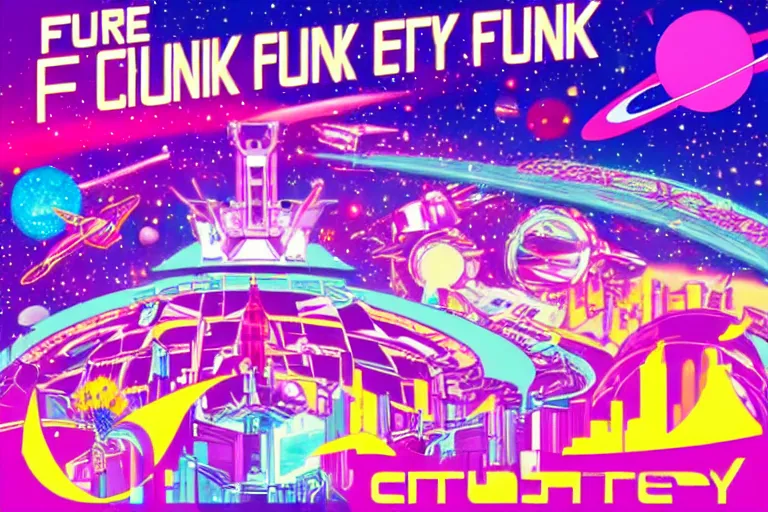 Image similar to future funk space city