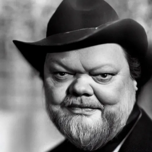 Prompt: dslr photo portrait still of 2 7 year old orson welles at age 7 5!!!, 8 5 mm f 1. 8