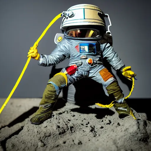 Image similar to a space captain steering an asteroid, space backdrop, everything made of papier - mache canon 5 d 5 0 mm lens, diorama