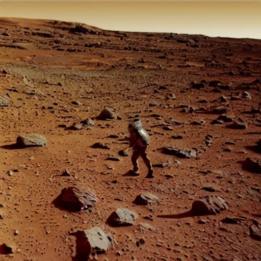 Prompt: extremely detailed photo of carl sagan walking on mars, detailed face