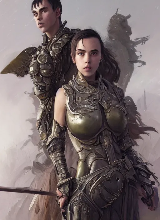 Image similar to a professional portrait of a beautiful young female, clothed in ethereal battle armor, olive skin, long dark hair, beautiful bone structure, symmetrical facial features, intricate, elegant, digital painting, concept art, smooth, sharp focus, finely detailed, illustration, from Valerian and the City of a Thousand Planets, in the style of Ruan Jia and Mandy Jurgens and Artgerm and Greg Rutkowski and William-Adolphe Bouguerea