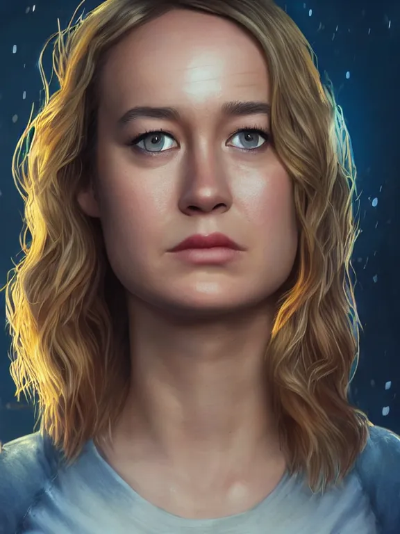 Image similar to portrait art of Brie Larson, 8k ultra realistic , lens flare, atmosphere, glow, detailed,intricate, full of colour, cinematic lighting, trending on artstation, 4k, hyperrealistic, focused, extreme details, unreal engine 5, cinematic, masterpiece