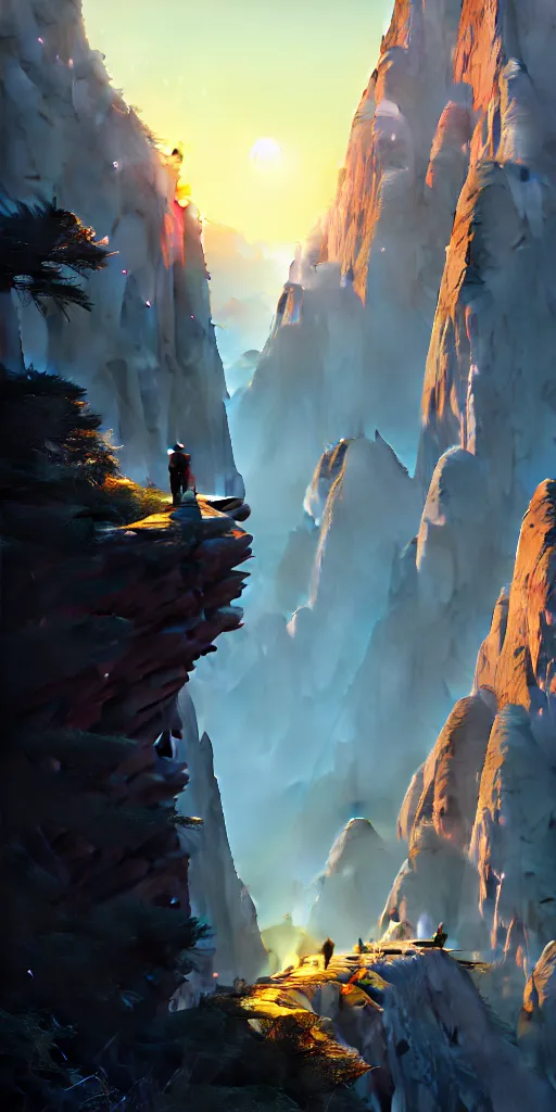 Image similar to highly detailed mountain, gta v, stephen bliss, unreal engine, fantasy art by greg rutkowski, loish, rhads, ferdinand knab, makoto shinkai and lois van baarle, ilya kuvshinov, rossdraws, tom bagshaw, global illumination, radiant light, detailed and intricate environment