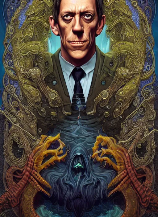 Image similar to lovecraft lovecraftian portrait of hugh laurie, pixar style, by tristan eaton stanley artgerm and tom bagshaw.