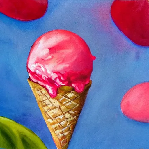 Image similar to strawberry ice cream, artsy, painted