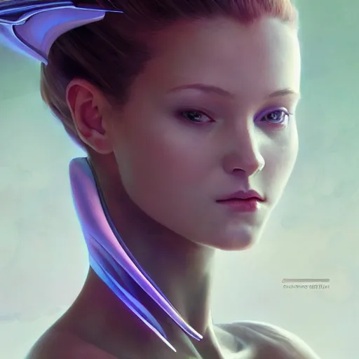 Prompt: portrait of a futuristic android princess, science fiction, smooth technology, smooth body, fairy wings, intricate, headshot, highly detailed, digital painting, trending on artstation, concept art, sharp focus, cinematic lighting, illustration, art by masamune shirow and greg rutkowski, alphonse mucha, cgsociety