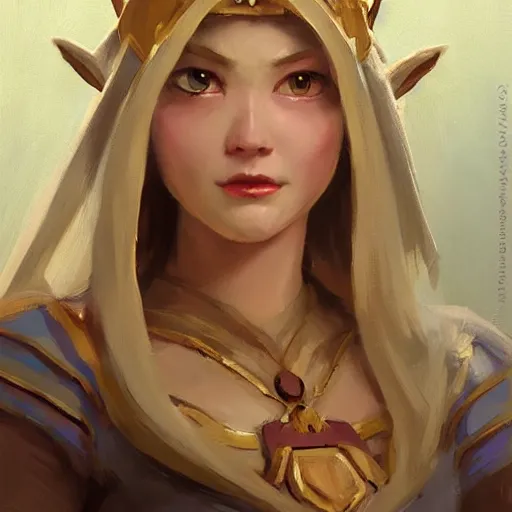 Image similar to greg manchess portrait of zelda as disney character, perfect face, matte painting, bold shapes, hard edges, by huang guangjian, gil elvgren, sachin teng. in a beautiful landscape full of emotions, cgsociety masterpiece, artstation trending, by rossdraws, ghibli, kimi no na wa, greg rutkowski, simon stalberg, greg manchess