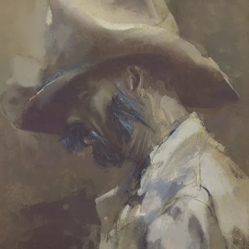 Image similar to portrait of an emotional yosemite sam, by jeremy mann, anders zorn.