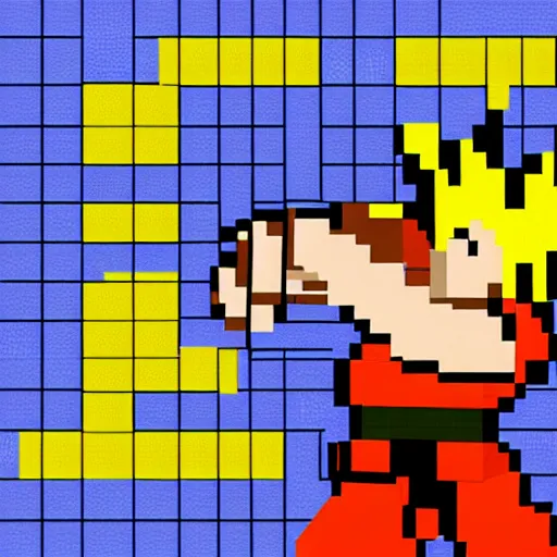 Prompt: pixel art, pixel game, goku charging up a kamehameha wave, video game, accurately detailed, high quality