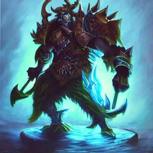 Image similar to very beautiful oil painting wraith king from dota 2,