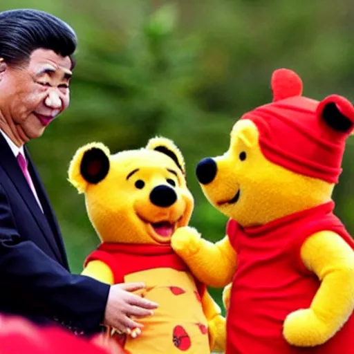 Image similar to xi jinping dressed in a winnie the pooh costume