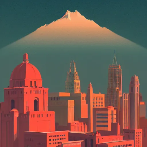 Prompt: a beautiful illustration of Columbus Ohio by James gilleard, geometric lines