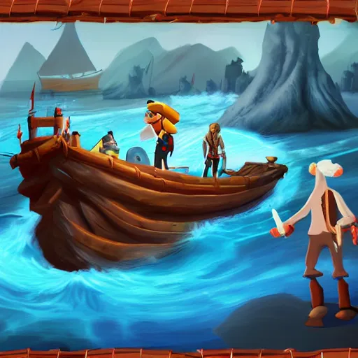 Image similar to screenshot of the game the curse of monkey island, feaatured on artstation